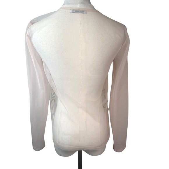 ZARA Sheer Mesh Small Floral Embroidered Long Sleeve Lightweight Dainty - Picture 2 of 14